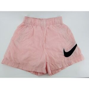Nike Womens Pink Nylon Athletic Shorts Swoosh Logo Mesh Lined Small